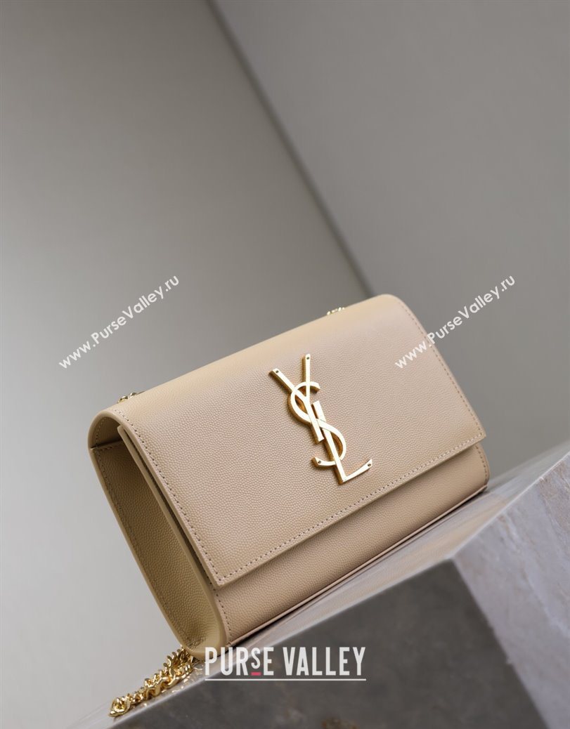 Saint Laurent Kate Small Chain Bag in Grained Leather 469390 Apricot 2025 (YY-250801107)