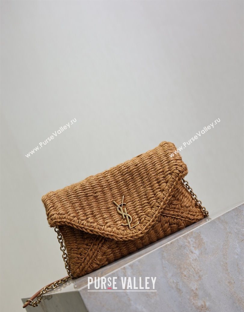 Saint Laurent Cassandre Chain Clutch in Rope Brown 2025 819271 (YY-250802013)