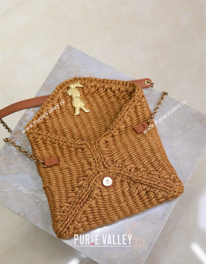 Saint Laurent Cassandre Chain Clutch in Rope Brown 2025 819271 (YY-250802013)