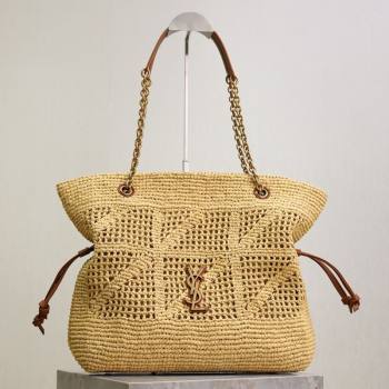 Saint Laurent Jamie Shopping Small Bag in Raffia Straw Beige 2025 833948 (YY-250802003)