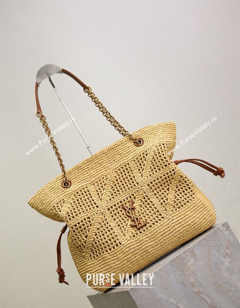 Saint Laurent Jamie Shopping Small Bag in Raffia Straw Beige 2025 833948 (YY-250802003)