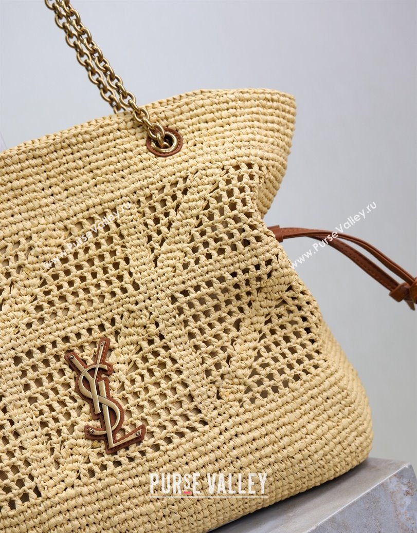 Saint Laurent Jamie Shopping Small Bag in Raffia Straw Beige 2025 833948 (YY-250802003)