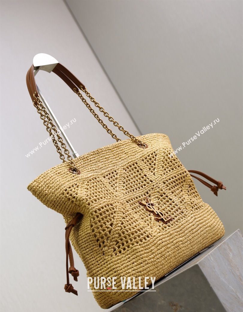 Saint Laurent Jamie Shopping Small Bag in Raffia Straw Beige 2025 833948 (YY-250802003)