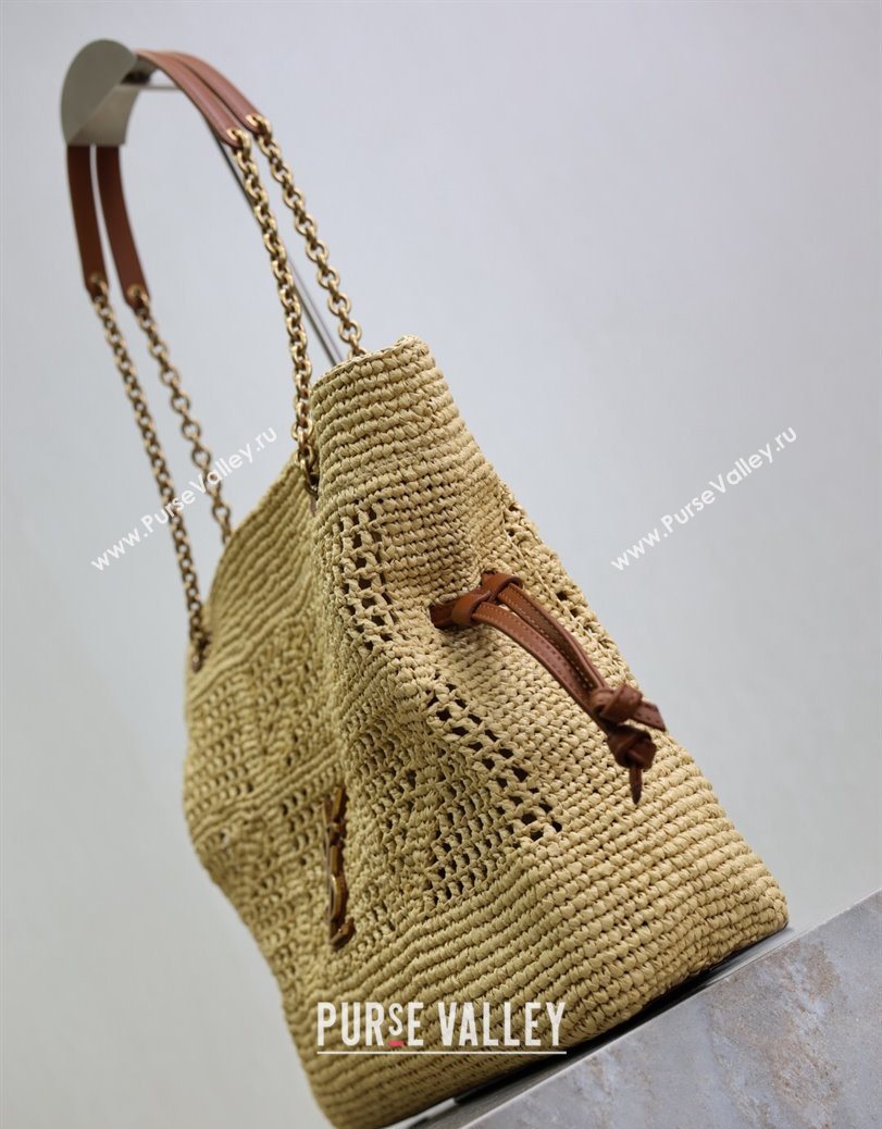Saint Laurent Jamie Shopping Small Bag in Raffia Straw Beige 2025 833948 (YY-250802003)