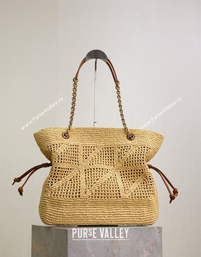 Saint Laurent Jamie Shopping Small Bag in Raffia Straw Beige 2025 833948 (YY-250802003)