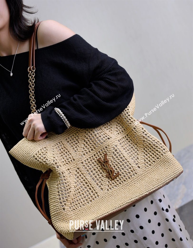 Saint Laurent Jamie Shopping Bag in Raffia Straw Beige 2025 809824 (YY-250802006)