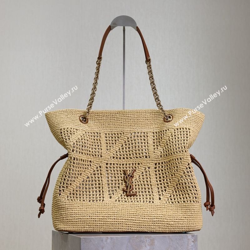 Saint Laurent Jamie Shopping Bag in Raffia Straw Beige 2025 809824 (YY-250802006)