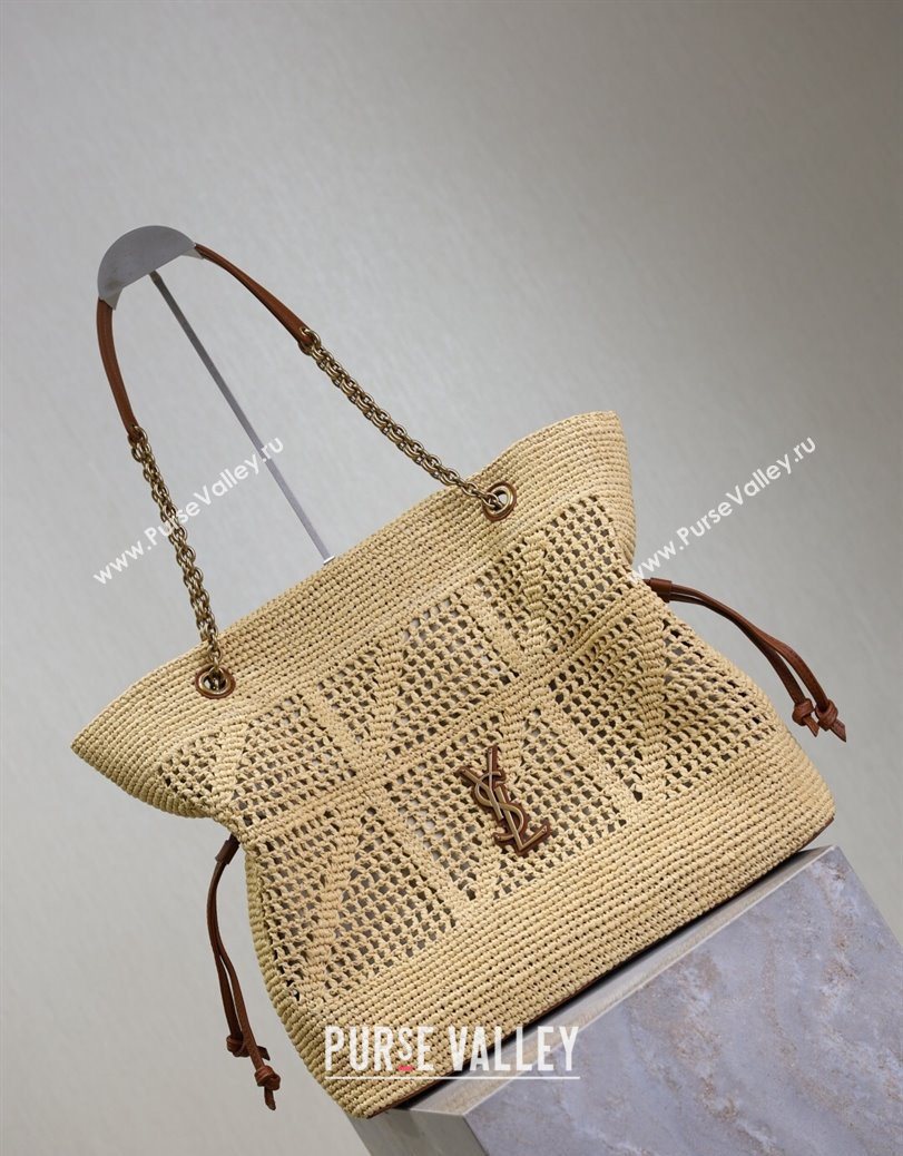 Saint Laurent Jamie Shopping Bag in Raffia Straw Beige 2025 809824 (YY-250802006)