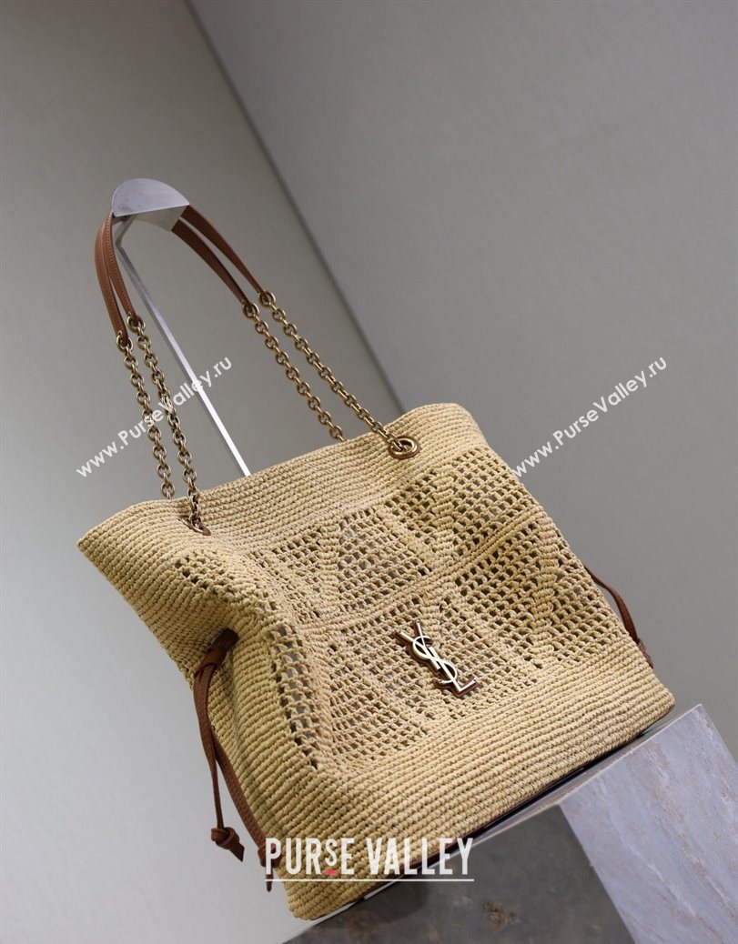 Saint Laurent Jamie Shopping Bag in Raffia Straw Beige 2025 809824 (YY-250802006)