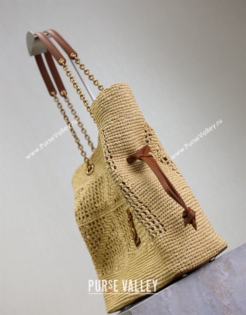 Saint Laurent Jamie Shopping Bag in Raffia Straw Beige 2025 809824 (YY-250802006)