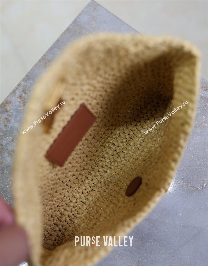 Saint Laurent Cassandre Chain Clutch in Raffia Straw Beige 2025 819271 (YY-250802014)