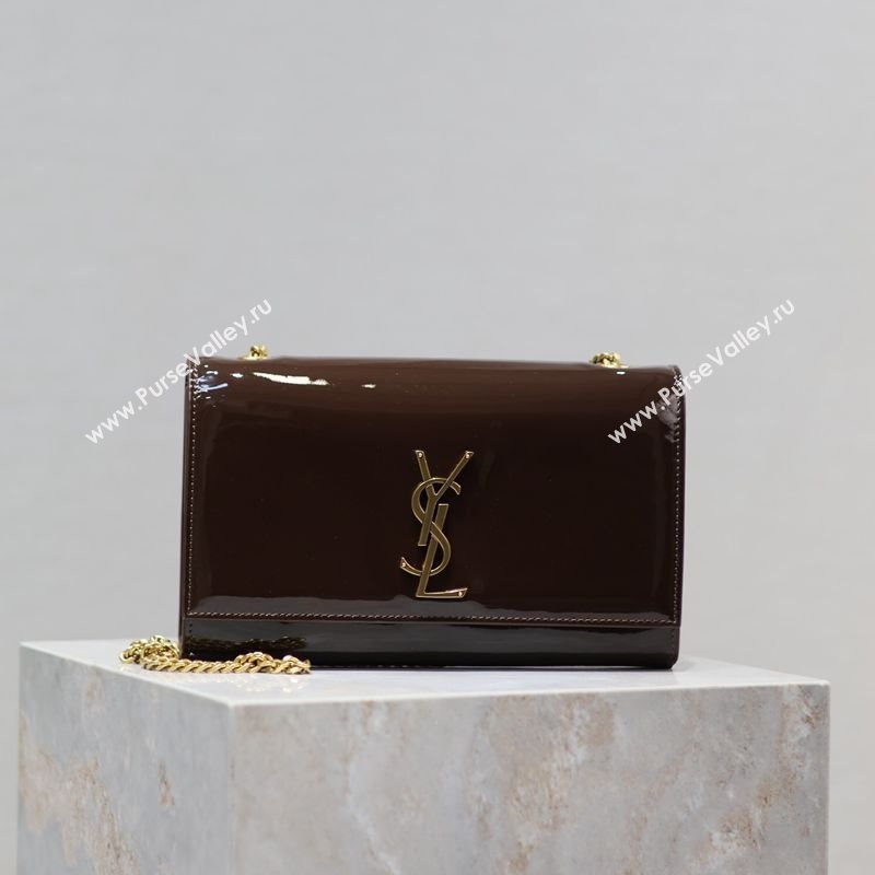 Saint Laurent Kate Medium Chain Bag in Patent Leather 364021 Brown 2025 (YY-250801111)