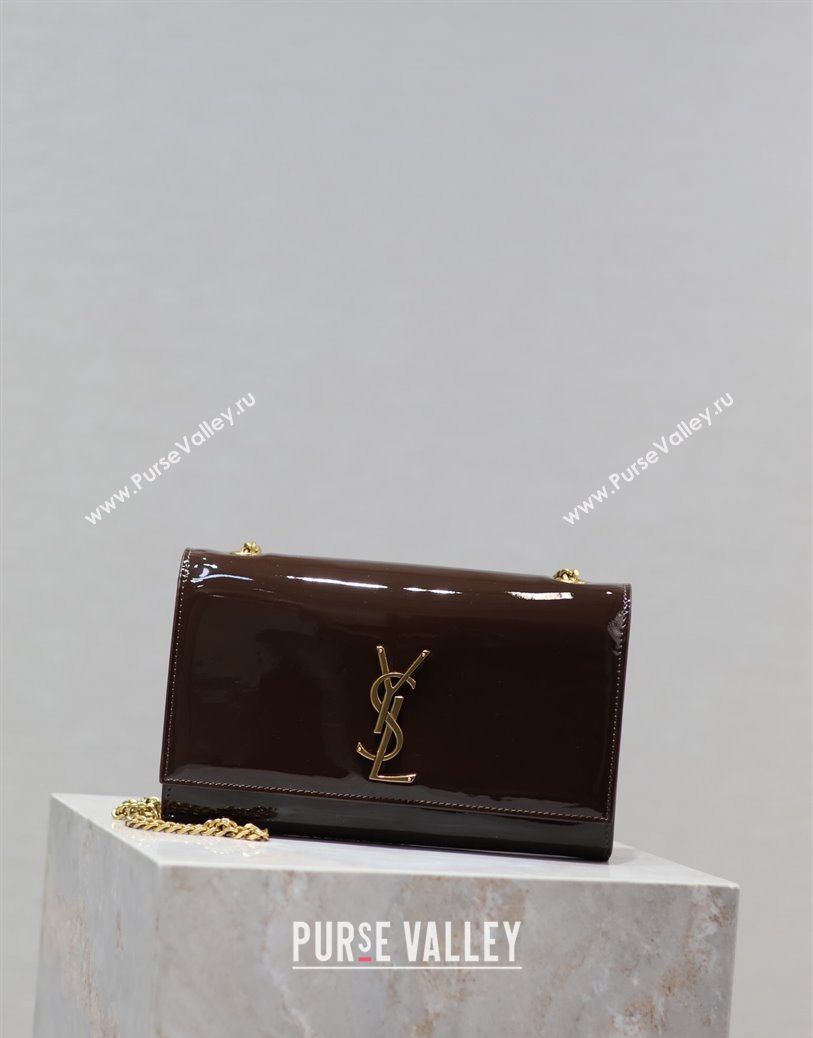 Saint Laurent Kate Medium Chain Bag in Patent Leather 364021 Brown 2025 (YY-250801111)