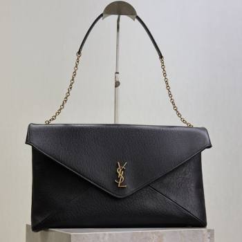 Saint Laurent Cassander XXL Envelope Pouch On Chain in Grained Lambskin Black 2025 841702 (YY-250802019)