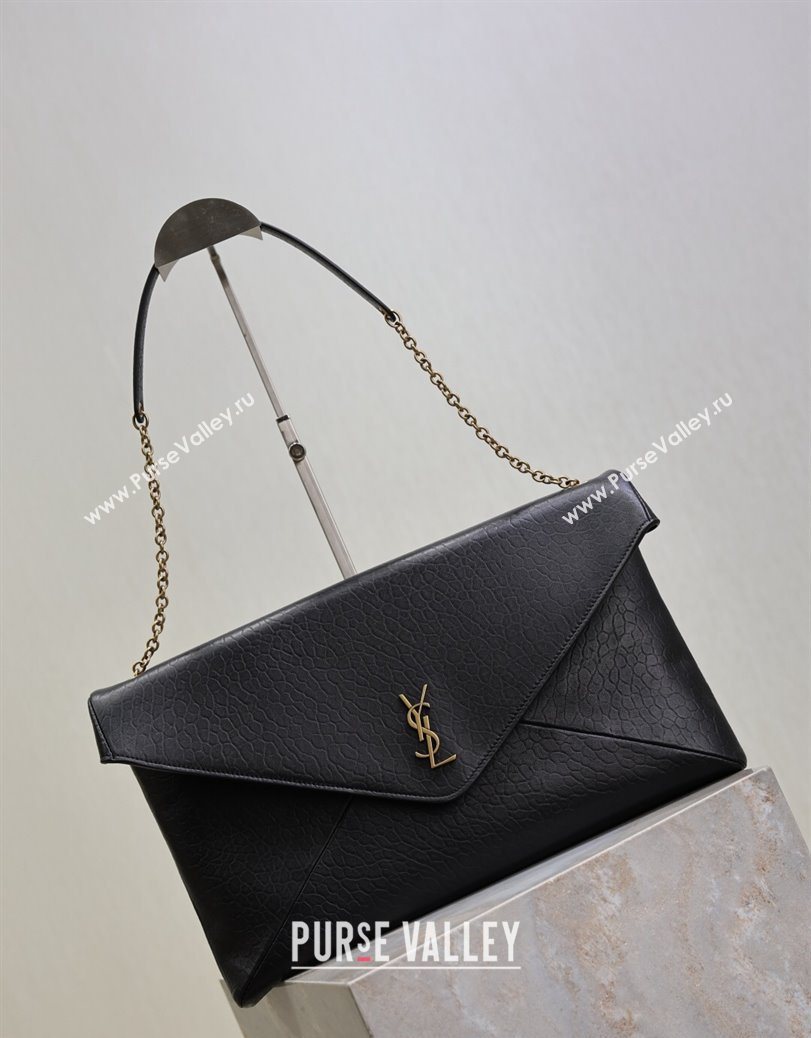 Saint Laurent Cassander XXL Envelope Pouch On Chain in Grained Lambskin Black 2025 841702 (YY-250802019)