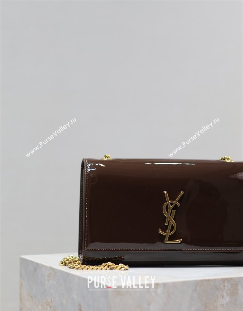 Saint Laurent Kate Medium Chain Bag in Patent Leather 364021 Brown 2025 (YY-250801111)
