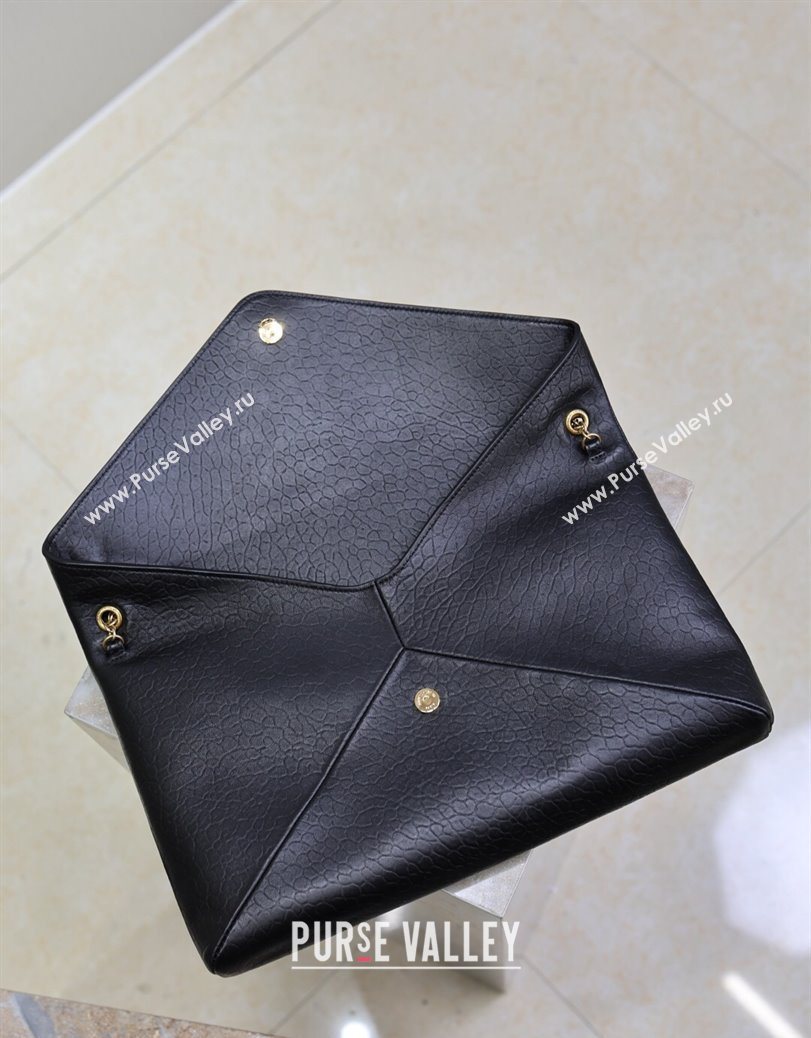 Saint Laurent Cassander XXL Envelope Pouch On Chain in Grained Lambskin Black 2025 841702 (YY-250802019)