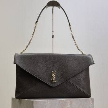 Saint Laurent Cassander XXL Envelope Pouch On Chain in Grained Lambskin Green 2025 841702 (YY-250802020)