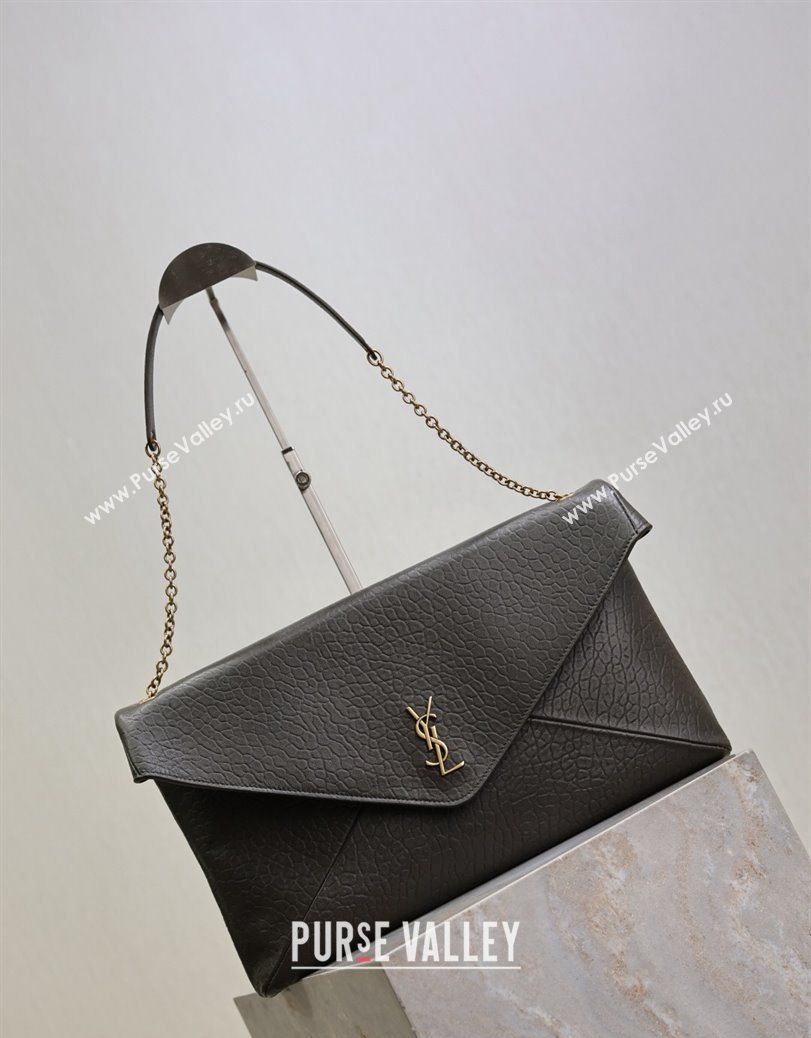 Saint Laurent Cassander XXL Envelope Pouch On Chain in Grained Lambskin Green 2025 841702 (YY-250802020)