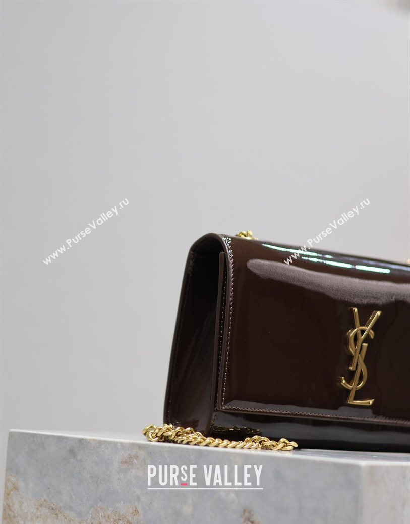Saint Laurent Kate Medium Chain Bag in Patent Leather 364021 Brown 2025 (YY-250801111)