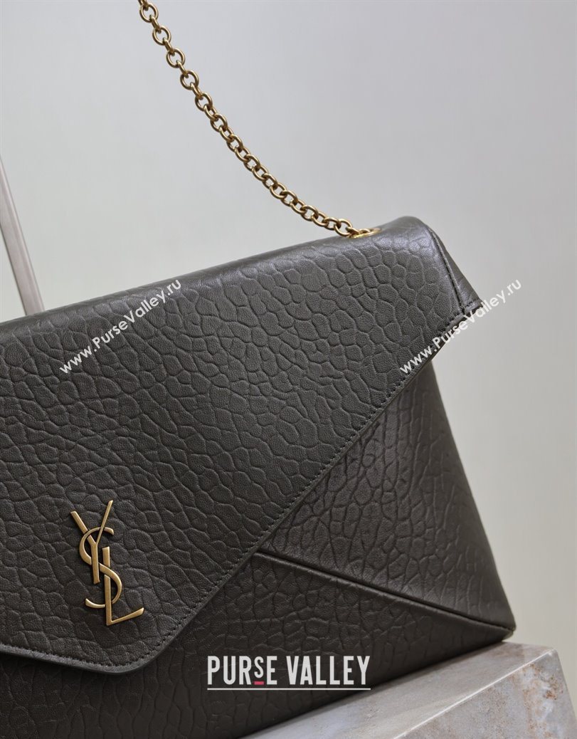 Saint Laurent Cassander XXL Envelope Pouch On Chain in Grained Lambskin Green 2025 841702 (YY-250802020)
