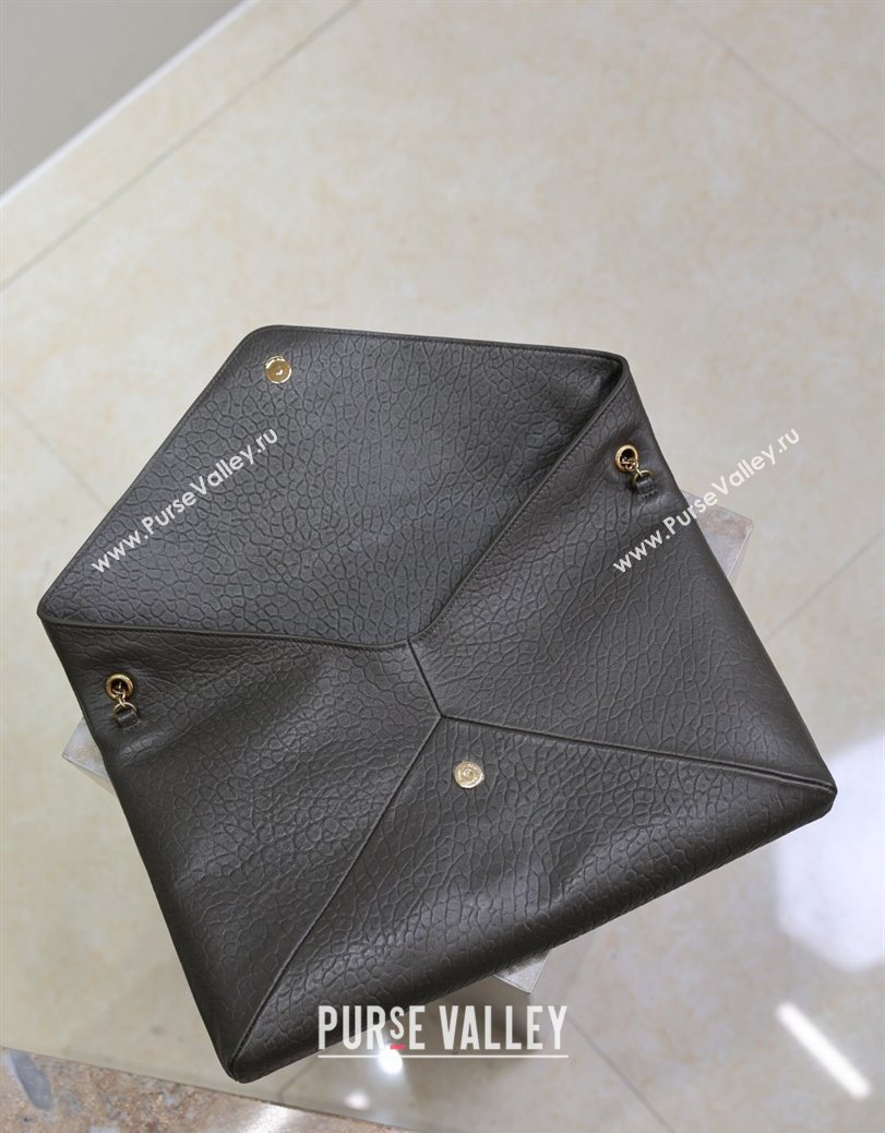 Saint Laurent Cassander XXL Envelope Pouch On Chain in Grained Lambskin Green 2025 841702 (YY-250802020)