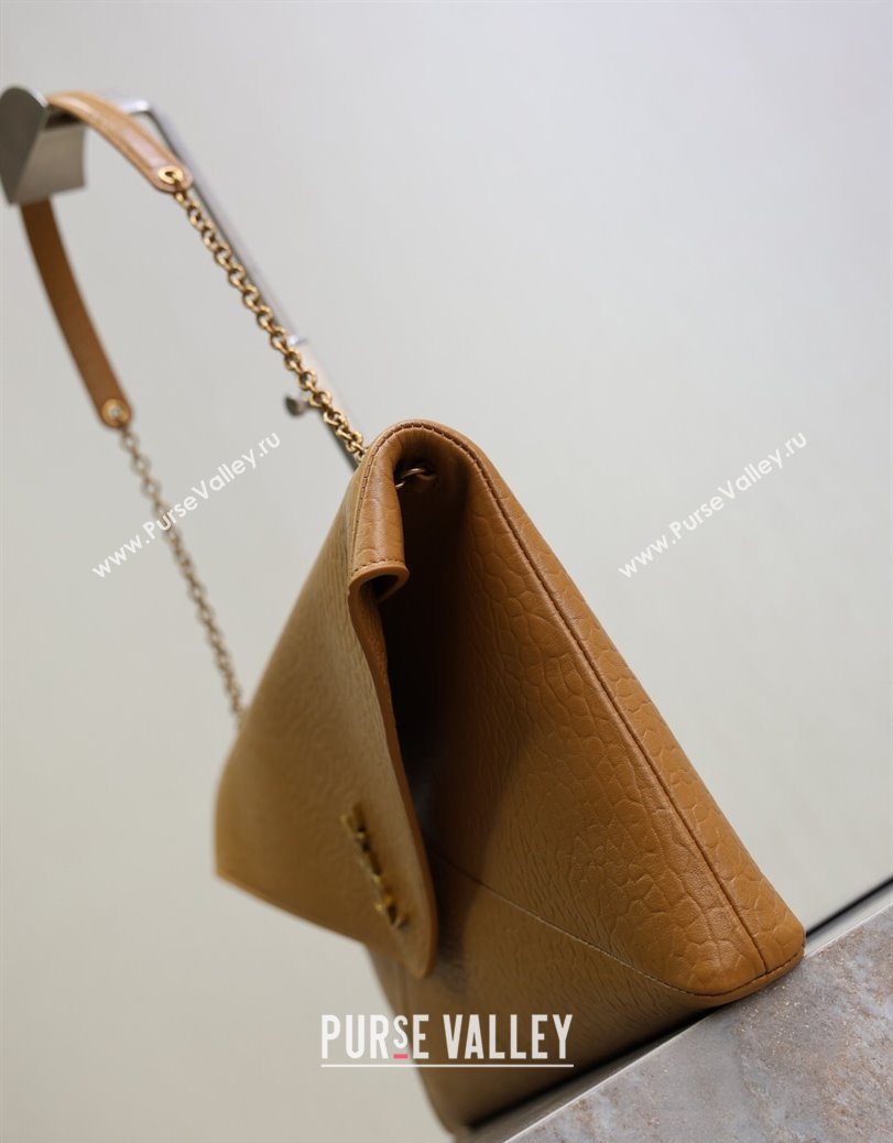 Saint Laurent Cassander XXL Envelope Pouch On Chain in Grained Lambskin Brown 2025 841702 (YY-250802021)