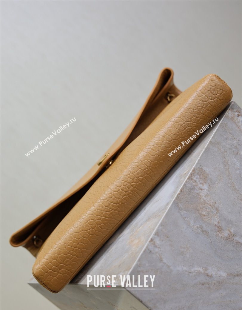 Saint Laurent Cassander XXL Envelope Pouch On Chain in Grained Lambskin Brown 2025 841702 (YY-250802021)