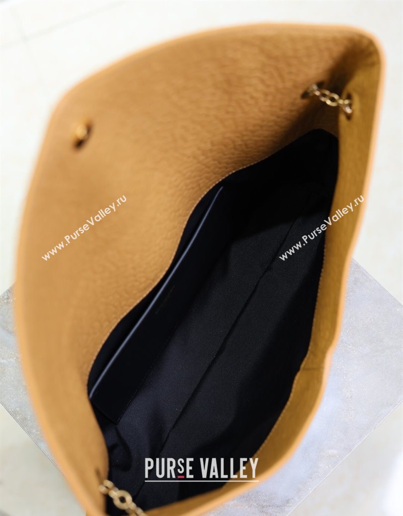 Saint Laurent Cassander XXL Envelope Pouch On Chain in Grained Lambskin Brown 2025 841702 (YY-250802021)