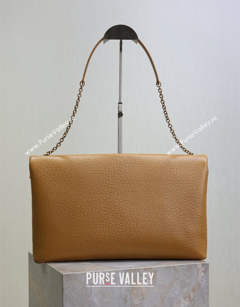 Saint Laurent Cassander XXL Envelope Pouch On Chain in Grained Lambskin Brown 2025 841702 (YY-250802021)