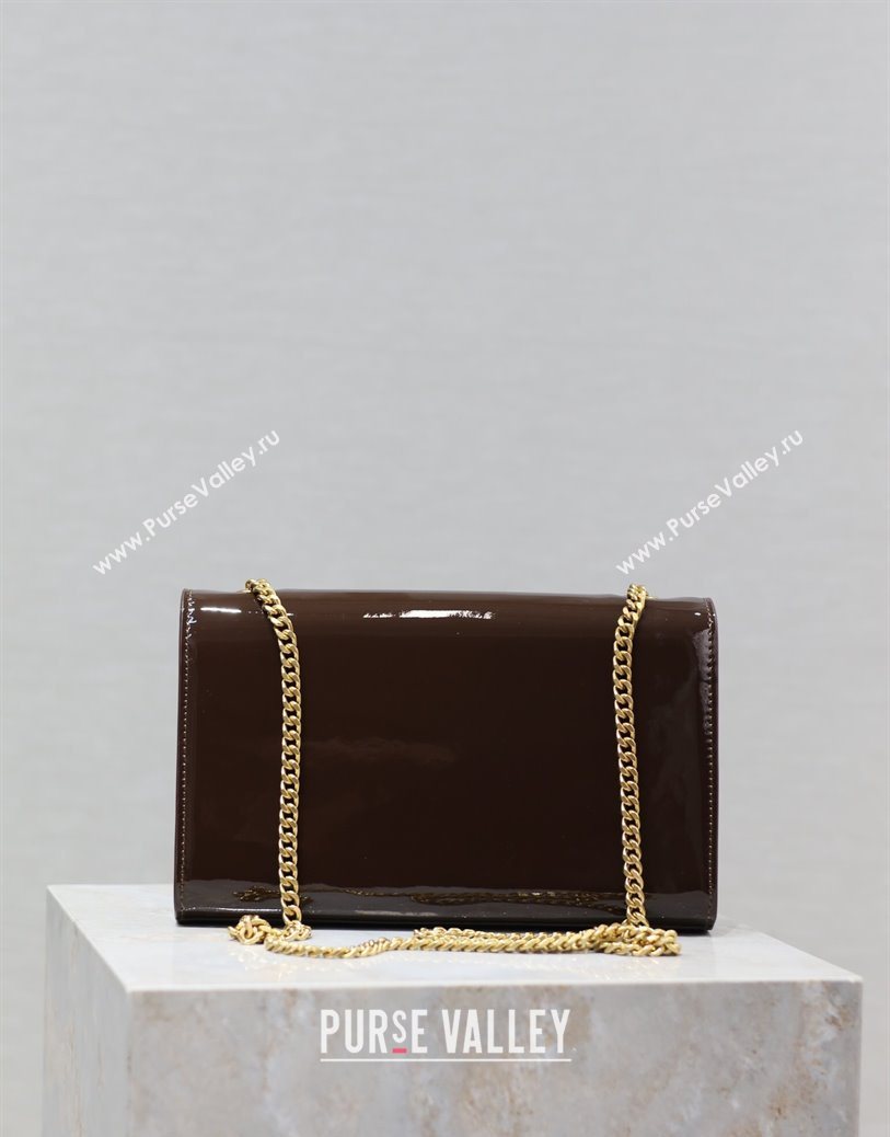 Saint Laurent Kate Medium Chain Bag in Patent Leather 364021 Brown 2025 (YY-250801111)