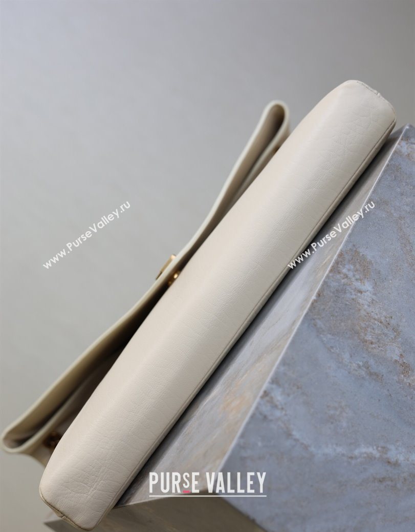 Saint Laurent Cassander XXL Envelope Pouch On Chain in Grained Lambskin White 2025 841702 (YY-250802022)