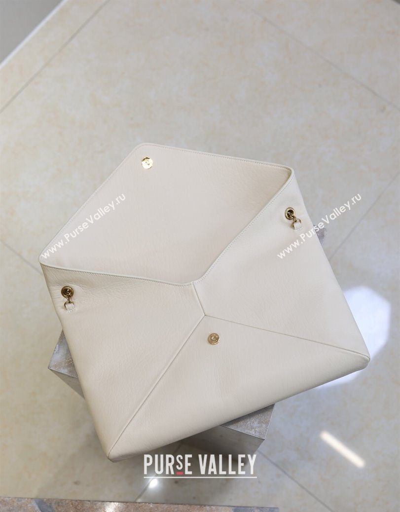 Saint Laurent Cassander XXL Envelope Pouch On Chain in Grained Lambskin White 2025 841702 (YY-250802022)