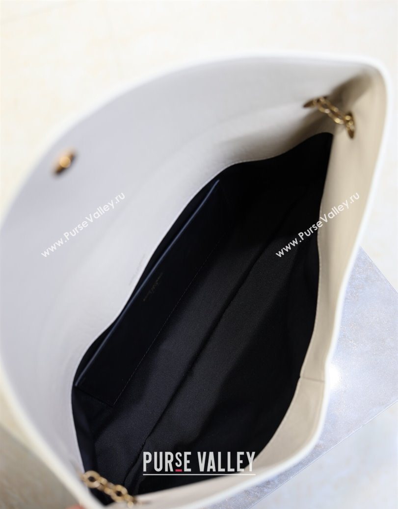 Saint Laurent Cassander XXL Envelope Pouch On Chain in Grained Lambskin White 2025 841702 (YY-250802022)