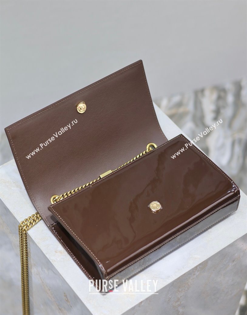Saint Laurent Kate Medium Chain Bag in Patent Leather 364021 Brown 2025 (YY-250801111)