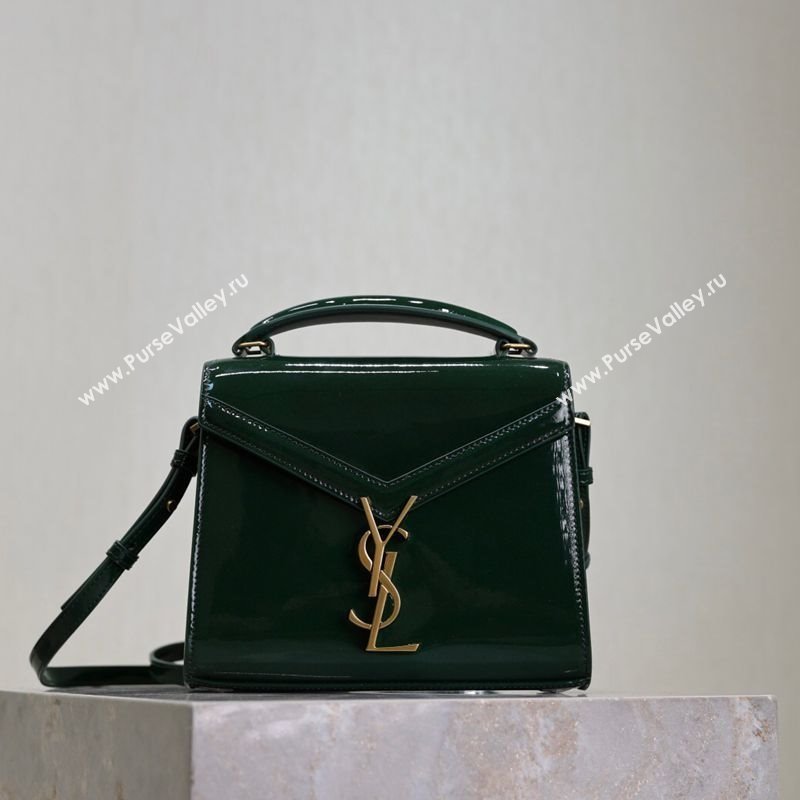Saint Laurent Cassandre Mini Bag in Patent Leather Green 2025 602716 (YY-250801085)