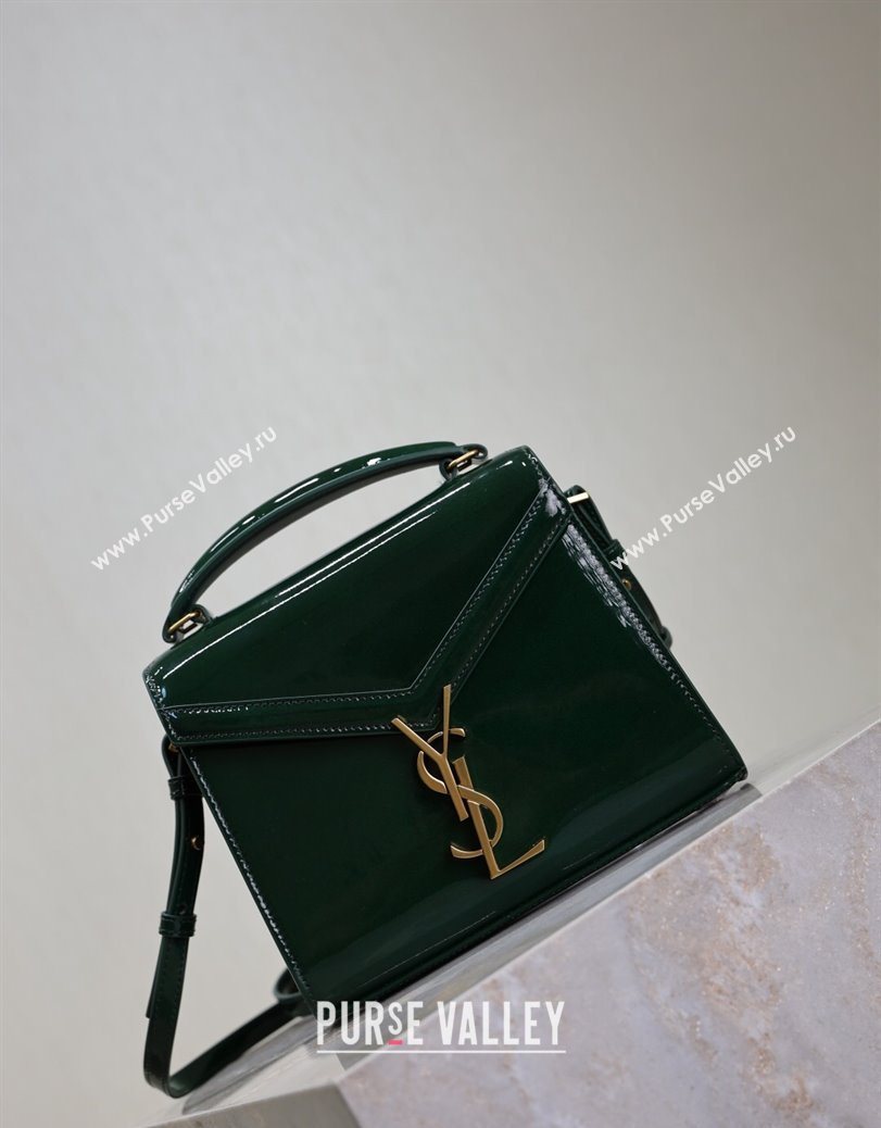 Saint Laurent Cassandre Mini Bag in Patent Leather Green 2025 602716 (YY-250801085)