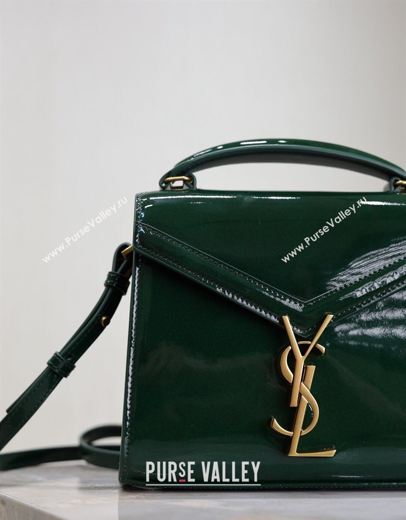 Saint Laurent Cassandre Mini Bag in Patent Leather Green 2025 602716 (YY-250801085)