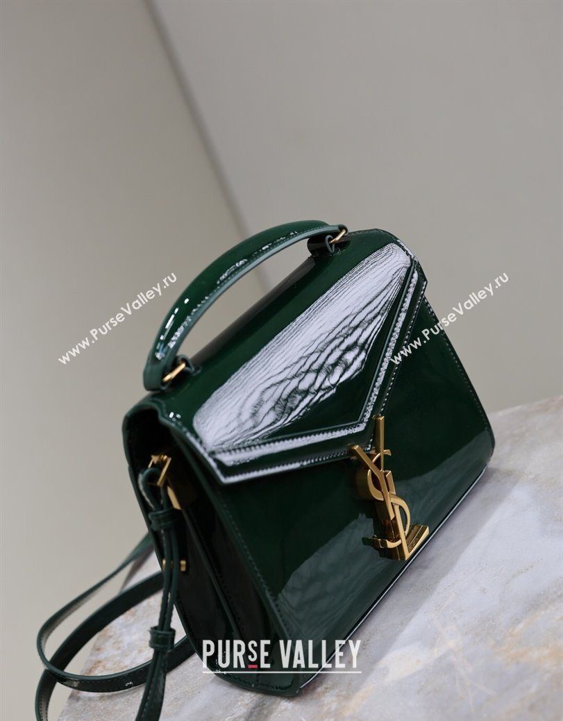 Saint Laurent Cassandre Mini Bag in Patent Leather Green 2025 602716 (YY-250801085)