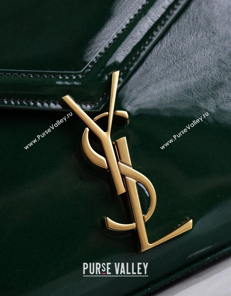 Saint Laurent Cassandre Mini Bag in Patent Leather Green 2025 602716 (YY-250801085)