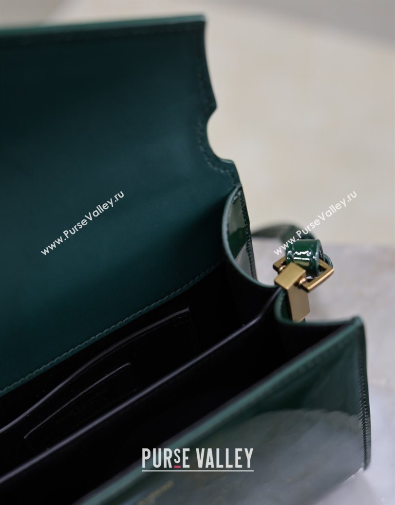 Saint Laurent Cassandre Mini Bag in Patent Leather Green 2025 602716 (YY-250801085)