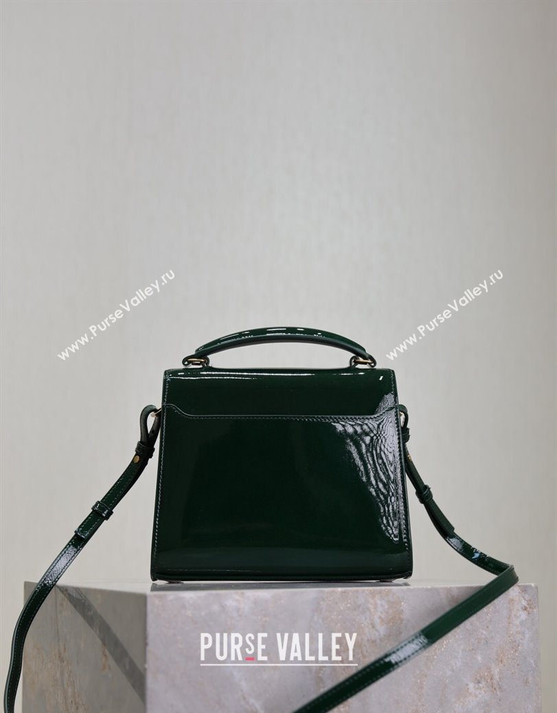 Saint Laurent Cassandre Mini Bag in Patent Leather Green 2025 602716 (YY-250801085)