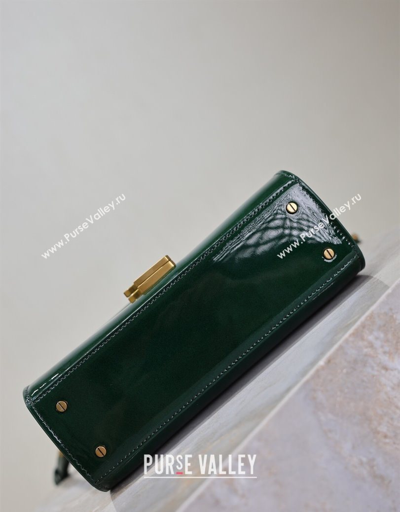 Saint Laurent Cassandre Mini Bag in Patent Leather Green 2025 602716 (YY-250801085)