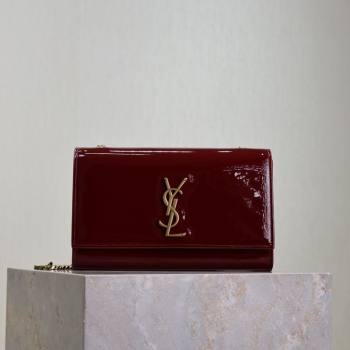 Saint Laurent Kate Medium Chain Bag in Patent Leather 364021 Dark Burgundy 2025 (YY-250801112)