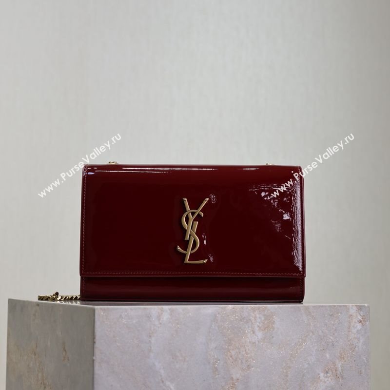 Saint Laurent Kate Medium Chain Bag in Patent Leather 364021 Dark Burgundy 2025 (YY-250801112)