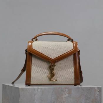 Saint Laurent Cassandre Mini Bag in Cotton Linen and Leather 2025 602716 (YY-250801087)