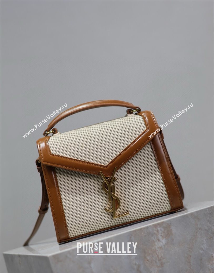 Saint Laurent Cassandre Mini Bag in Cotton Linen and Leather 2025 602716 (YY-250801087)