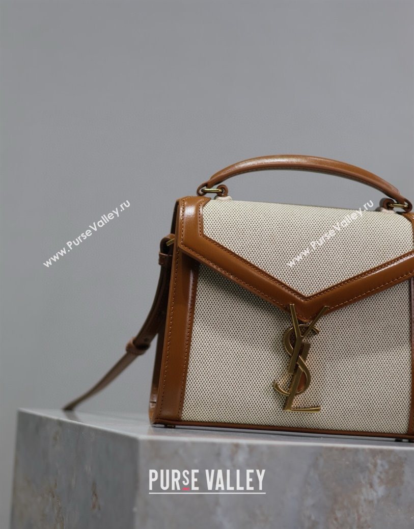 Saint Laurent Cassandre Mini Bag in Cotton Linen and Leather 2025 602716 (YY-250801087)