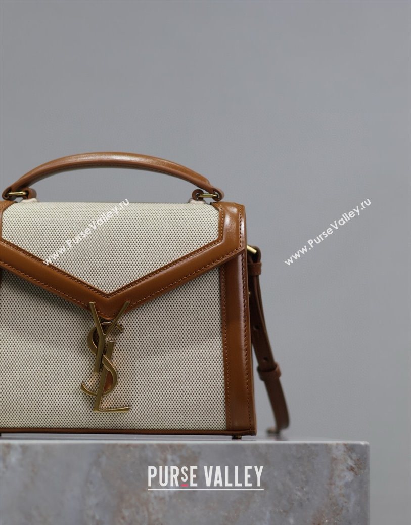 Saint Laurent Cassandre Mini Bag in Cotton Linen and Leather 2025 602716 (YY-250801087)