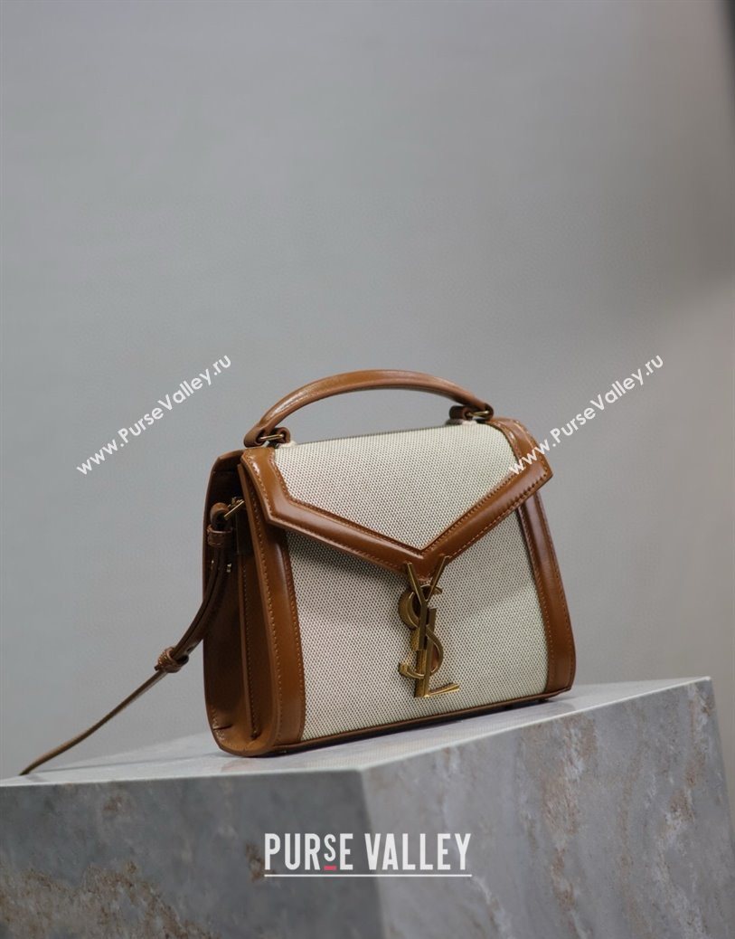 Saint Laurent Cassandre Mini Bag in Cotton Linen and Leather 2025 602716 (YY-250801087)
